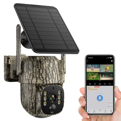 VOOPEAK Trail Camera, 4G LTE Cellular Game Cameras with 360° Live Streaming, 2.5K Wildlife Hunting Camera Solar Powered, Security Camera Built-in SIM Card, Night Vision, Motion Activated, Waterproof