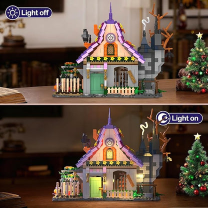 The Magical Retreat of The Witch Building Set Ideal Christmas and Easter Gift 1200 PCS Miniature House Model Building Brick Kit for Adults Teens Boys Girls 14+ (Purple-presale)