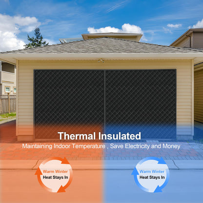 Garage Door Insulation Kit, Garage Insulated Door Curtain, Garage Screen for Winter, Weatherproof, Windproof, Soundproof(16 * 8Ft)