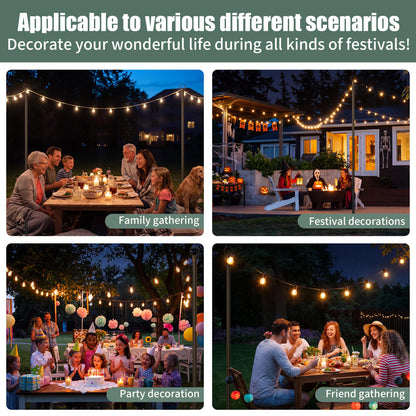 Espird String Light Poles for Outside 4 Pack, 10.5 Feet Outdoor String Lights Poles for String Lights, Backyard Patio Light Poles for Bistro Party Wedding, Metal Outdoor String Light Pole