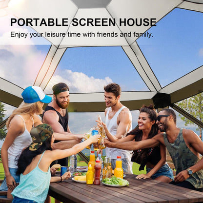 COBIZI 12x12 FT Pop Up Canopy Stargazing Tent, Gazebos On Clearance with Removable Roof, Screened in Gazebo, Screen Tents Portable carpas para Patio for Outdoor Camping,Backyard, Garden, Brown(Pro)