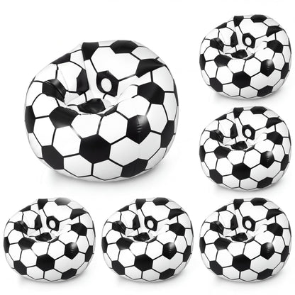 Anglechic 6 Pack Inflatable Soccer Bean Bag Chair 41 Inch Blow up Soccer Sofa with Foot Pump, Inflatable Bean Bag Chair for Adults, Portable Air Cushion Lounge for Outdoor Camping Party