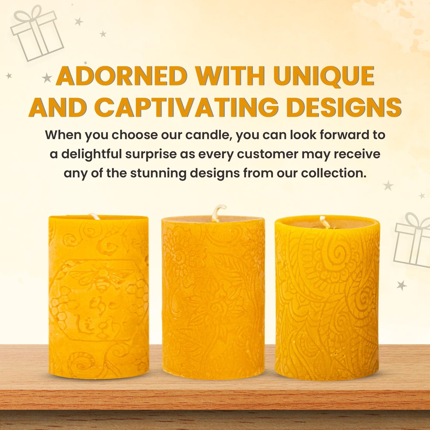 BeeTheLight Beeswax Pillar Candle - 100% Pure Bees Wax - Choose Your Size and Color - Up to 54 Hour Burn Time Fits 3x4 Holder - Approx. 2.6"x3.4" - Unscented - Natural Light Honey Scent