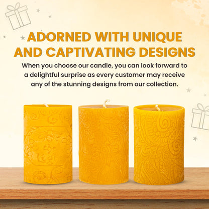 BeeTheLight Beeswax Pillar Candle - 100% Pure Bees Wax - Choose Your Size and Color - Up to 54 Hour Burn Time Fits 3x4 Holder - Approx. 2.6"x3.4" - Unscented - Natural Light Honey Scent
