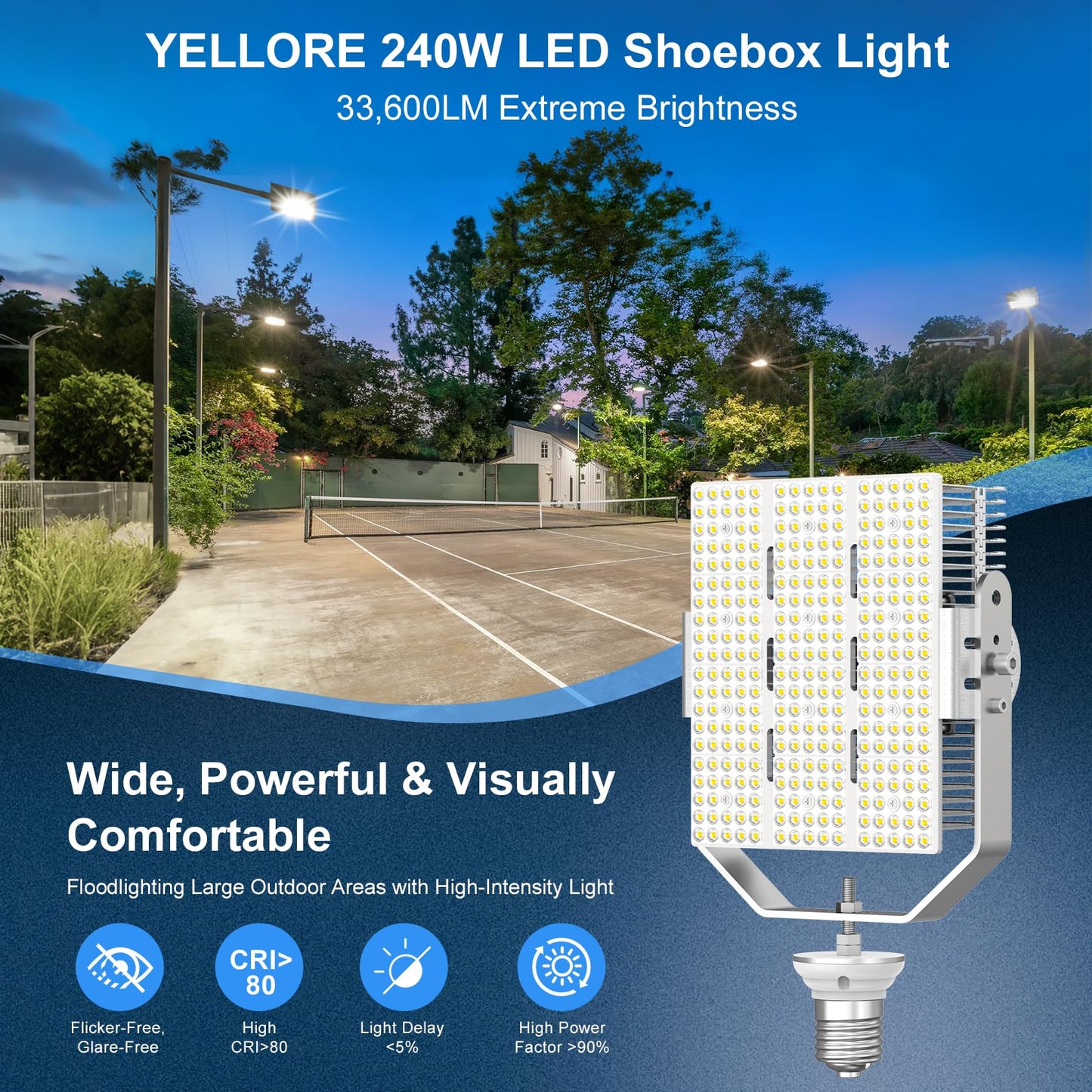 LED Retrofit Kit for Parking Lot Light, 240W 34800LM 200-480V ETL Commercial LED Shoebox Light Replacement, 5000K Daylight E39 Mogul Base LED Shoebox Retrofit Kit for Outdoor Flood Light, Tennis Court