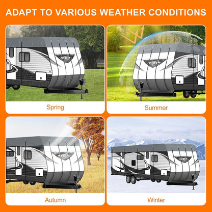 Camper Trailer Rv Roof Cover - Utility Travel Class A/B/C Pop Up Heavy Duty Covers 5th Wheel Sun Shade Motorhome Heat Equipment Motor Home Canopy Waterproof Tarp Heavy Hail Canvas,31.2 FT x12.5 FT
