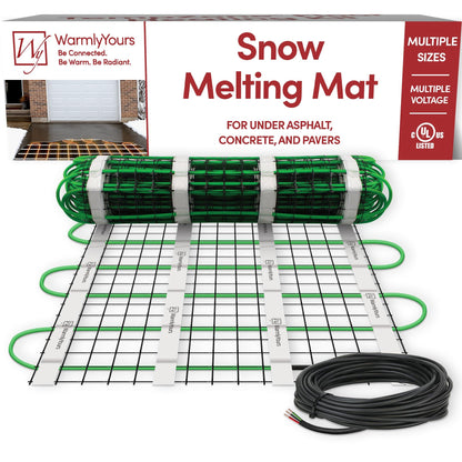 WarmlyYours 2x15 ft. Electric Ice and Snow Melting Mat 120V 1500 Watts - Embedded Under Asphalt, Concrete, or Pavers - Radiant Heated Driveway, Walkways, Sidewalks, Patios, Porch, Ramps PowerMat