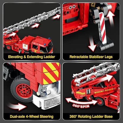 Reobrix Fire Engine Truck Building Blocks SetAPP Remote Control RC Fire Engine Toy Set 22005Emergency Vehicle Building Toys Large Fire Truck Model Car Toy for Adult3047 PCS