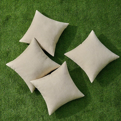 MIULEE Decorative Outdoor Throw Pillow Covers - Waterproof Linen Cushion Cases | 18x18 Inch Beige (Pack of 4)