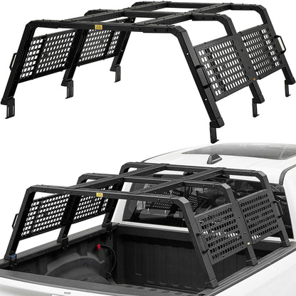 JOYTUTUS Full Size Truck Bed Rack Adjustable Overland Rack Compatible with F150 F250 F350 Silverado Sierra Ram Tundra Truck Rack for Kayak, Roof Top Tent