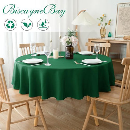Biscaynebay 2 Pack Textured Fabric Round Tablecloths 60", Red Water Resistant Tableclothes Small Circle Folding Table Covers Linen for Dining, Kitchen, Wedding, Parties etc Machine Washable