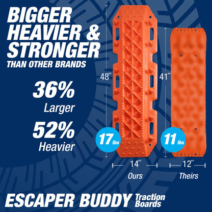 Maxsa 20333-CB Heavy-Duty Escaper Buddy Traction Mats for Off-Road Mud, Sand, & Snow Vehicle Extraction, Bendable, Unbreakable, Coyote Brown, 2 Pack