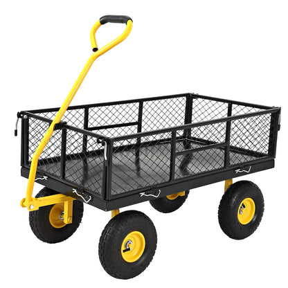 Garvee 900 LB Garden Cart with 10 in All Terrain Tires, 2-in-1 Wagon Cart with Removable Side Panels, Heavy Duty Metal Utility Garden Wagon for Outdoor Lawn, Yard, Backyard