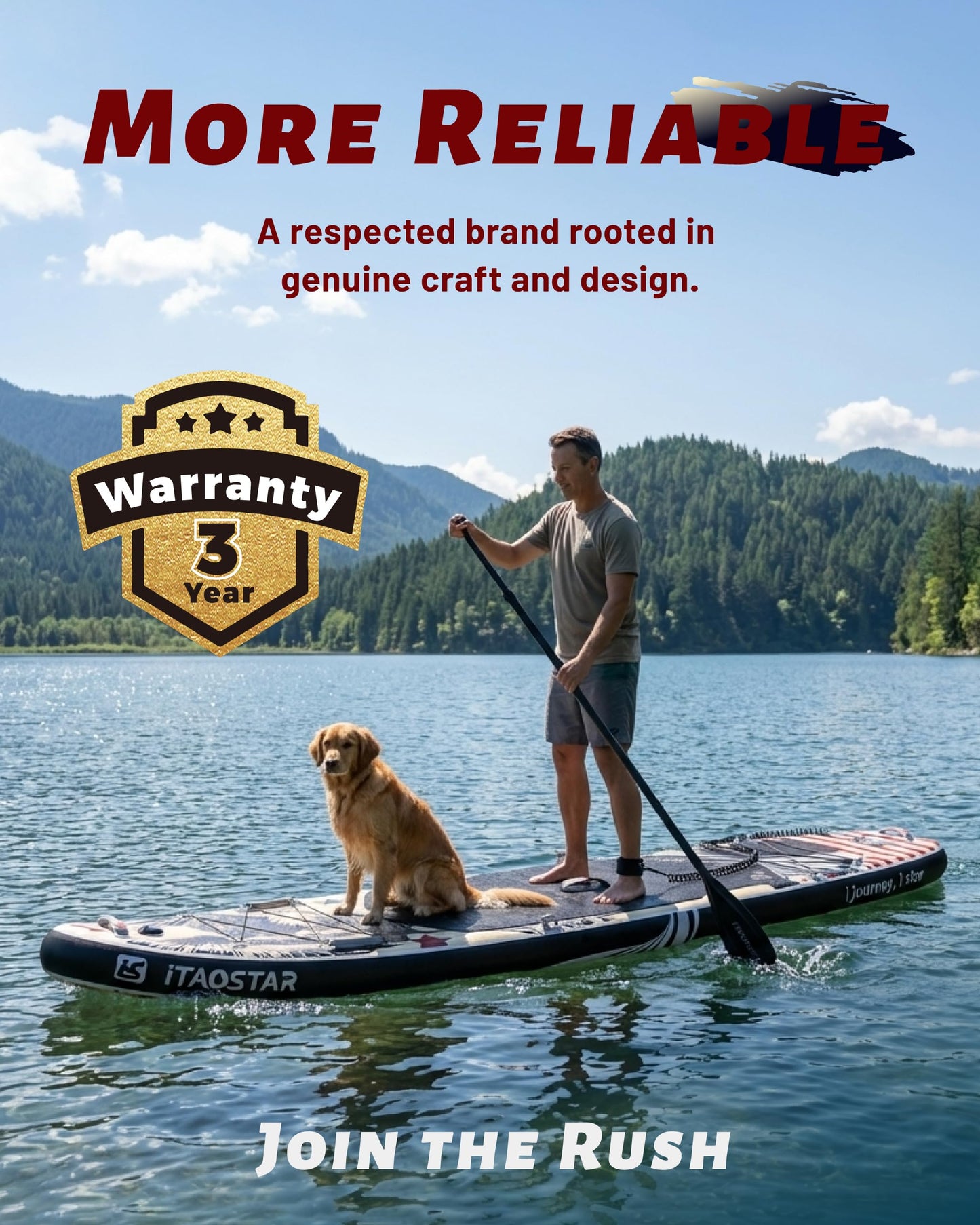 iTAOSTAR N26A 35" Extra Wide Inflatable Stand Up Paddle Board - The Ultimate Stable Inflatable SUP Board for Yoga & Fishing, Full Kit Included