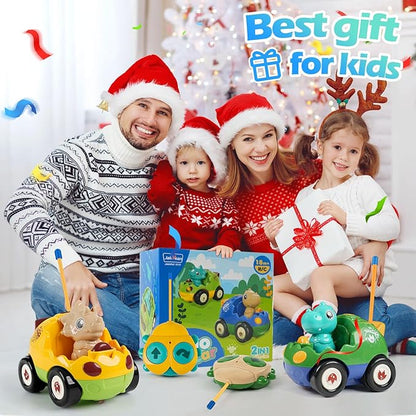 Remote Control Dinosaur Car Toys for Toddler Kids - Best Birthday Gifts for Boys Ages 2 3 4 5 Years Old 2-Pack Toys for Toddlers 18+ Months with Lights and Music