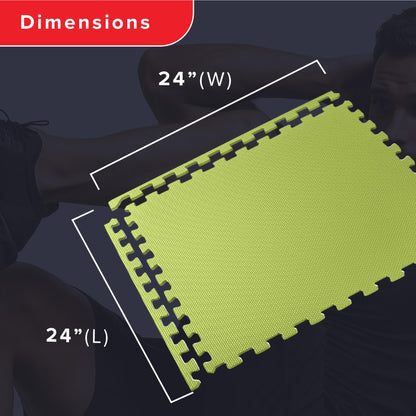 We Sell Mats 3/8 Inch Thick Multipurpose Exercise Floor Mat with EVA Foam, Interlocking Tiles, Anti-Fatigue for Home, or Gym, Lime Green, 100 Sq Ft