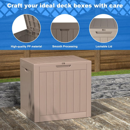 Regine Switzerland 36 Gallon Outdoor Deck Box - Lockable Waterproof Storage for Garden Tools & Cushions | Grey