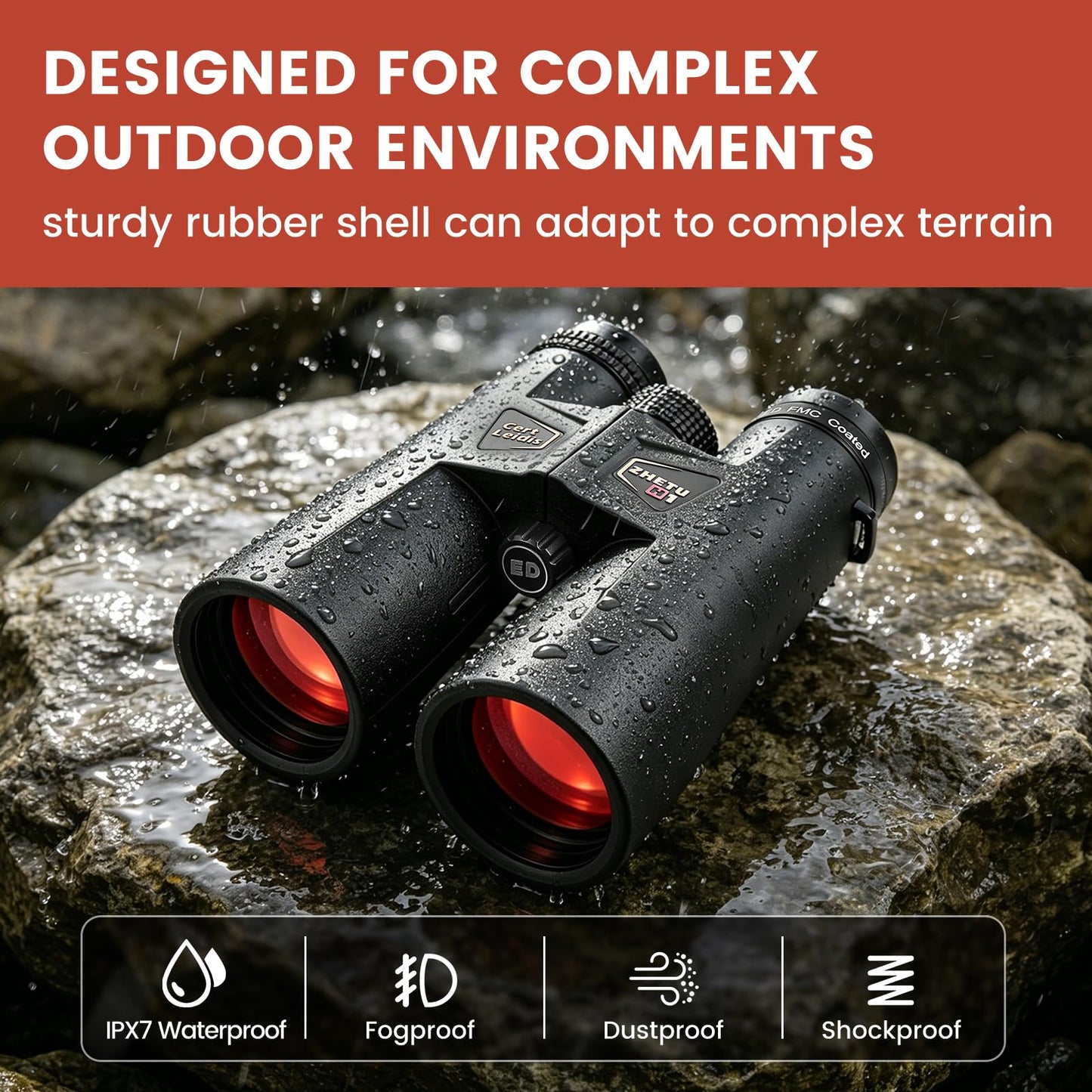 ED 10x50 Professional Binoculars for Adults High Powered, Fully Multi-Coated Lenses, Super Bright BAK4 Prism Waterproof Compact Binoculars for Bird Watching Hunting Stargazing Hiking Cruise Travel