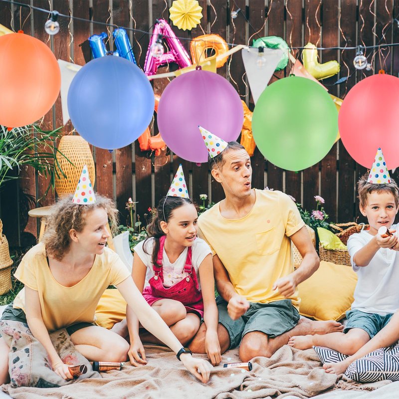 RUBFAC Punch Balloons, Birthday Balloons Party Favors For Kids, 36Pcs Thickened Heavy Duty Neon Punching Bouncy Ball for Party Goodie Bag Stuffers Exciting Outdoor Play Supply
