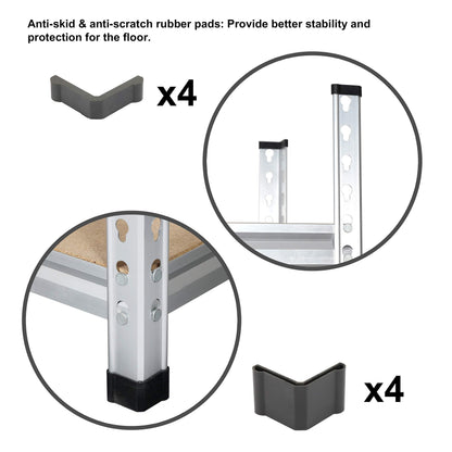 Amazon Basics 5-Tier Medium Duty Garage Shelving Unit, Sturdy Adjustable Storage Shelves, Easy to Assemble, 48" x 18" x 72", Aluminum
