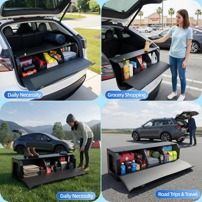 CarCrate Car Trunk Organizer, Waterproof SUV Organizer Trunk Storage with Lid & Handle, Extra Large Leather Callapsible Cargo Organizers, Durable Car Storage Box for Ford Jeep (40.5''*11.4''*12.2'')