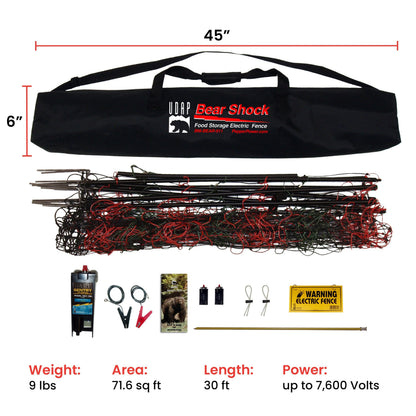 Bear Shock UDAP Food Storage Electric Fence for Camp, Portable Camping Kit, BFF