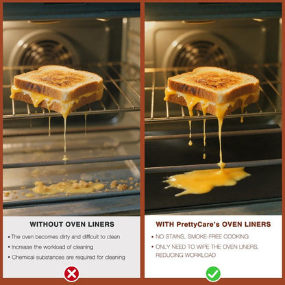 PrettyCare Oven Liners for Bottom of Oven - 2 Pack Large Heavy Duty Mats, 17”x25” Non-Stick Reusable Liner for Electric, Gas, Toasters, Grills - BPA & PFOA Free Kitchen Accessory
