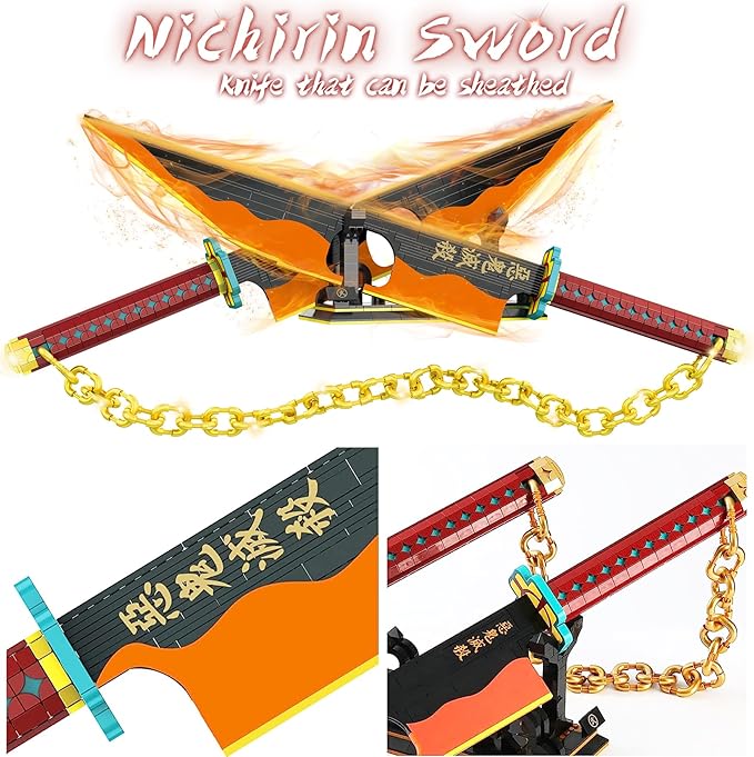 1478pcs 82inch for Sword Building Block Model Samurai Sword Set with Scabbard and Stand Best Gift for Anime Fans