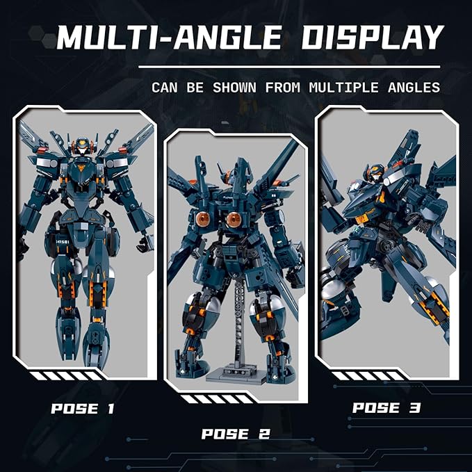 Mech Robot Transforming Building Blocks Set for Adults Blue City Protector Mecha Model Action Figures Cool Creative Robots STEM Toys Gift for Teens Boys 569 Pieces