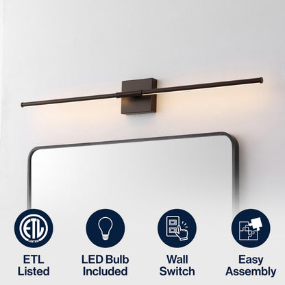 JONATHAN Y Wall Sconce, Modern Minimalist, Dimmable LED, 32in, Metal, Oil Rubbed Bronze, Model JYL7040D