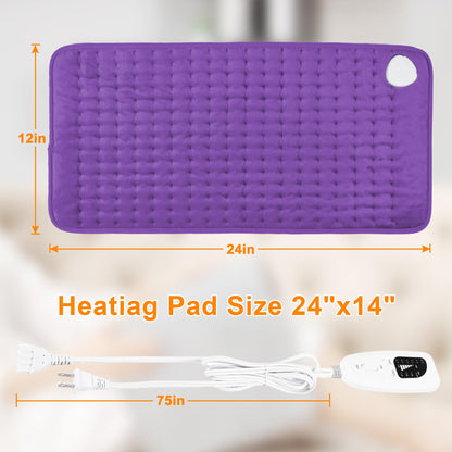 Heating Pad,Electric Heating Pads for Back,Neck,Abdomen,Moist Heating Pad for Shoulder,Knee,Arms,Legs,Dry/Moist Heat & Auto Shut Off,Birthday Gifts for Men and Women(Light Gray, 24''×12'')