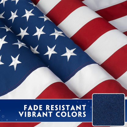 American Flag 6x10 Ft for Outside Longest Lasting- Ultra Durable, Tear-Proof Heavy Duty Spun Polyester US USA Flags - Fade Resistant, Embroidered Stars, Sewn Stripes, Brass Grommets - Outdoor Decor