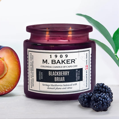Colonial Candle BlackBerry Briar Scented Candle, 2-Wick Natural Soy Blend Wax Candle Infused with Essential Oils, 14 oz Apothecary Glass Jar Candle - Made in The USA