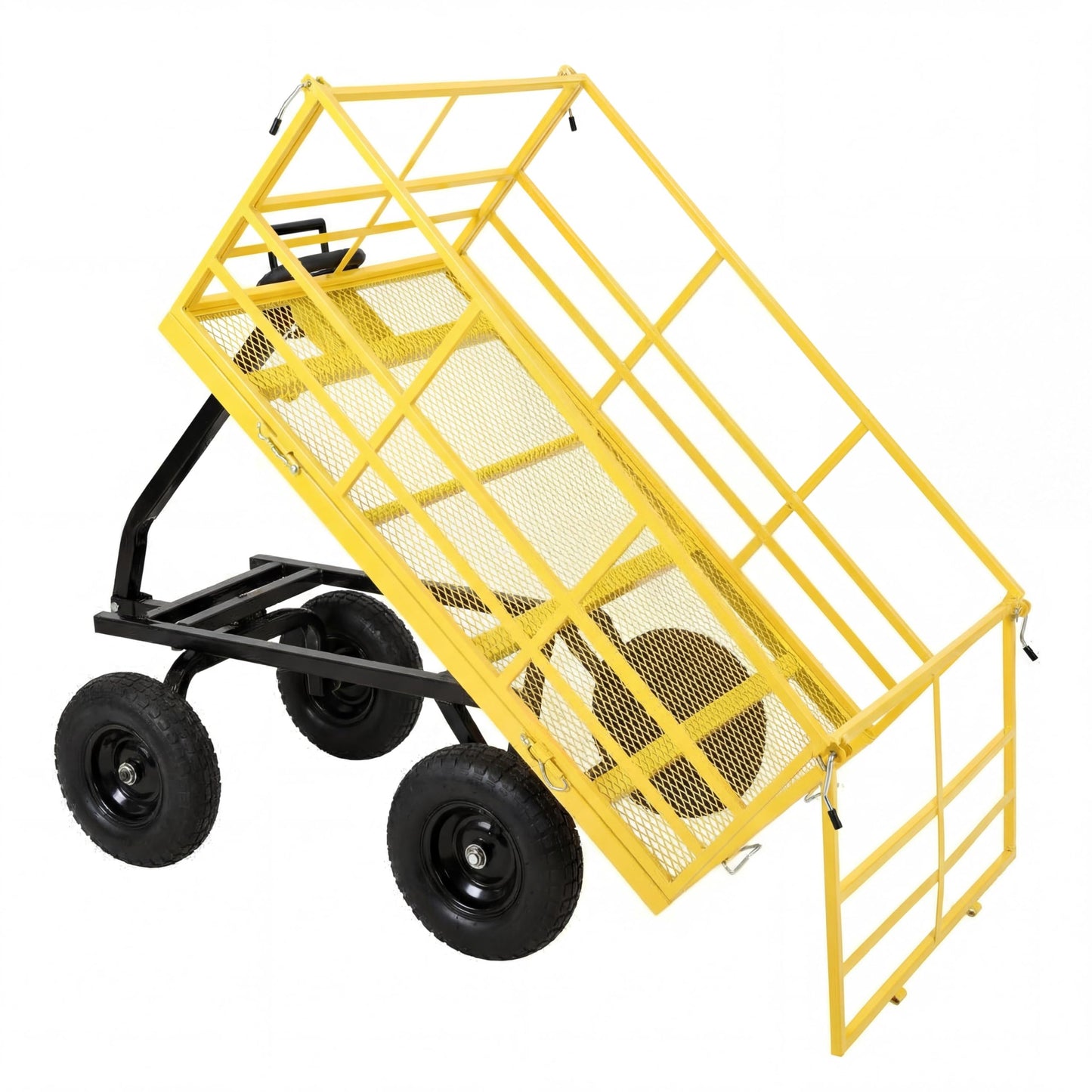 IDEALHOUSE 1500 lbs Steel Garden Cart, All Terrain Tires & 3-in-1 Utility Wagon with Removable Sides, 13cu ft Steel Yard Wagon Trailer for Lawn, Backyard, Firewood Gardening Soil, Tools