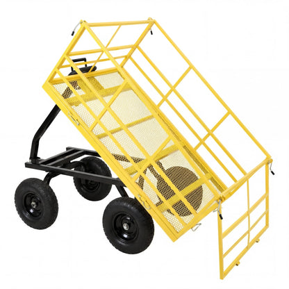 IDEALHOUSE 1500 lbs Steel Garden Cart, All Terrain Tires & 3-in-1 Utility Wagon with Removable Sides, 13cu ft Steel Yard Wagon Trailer for Lawn, Backyard, Firewood Gardening Soil, Tools