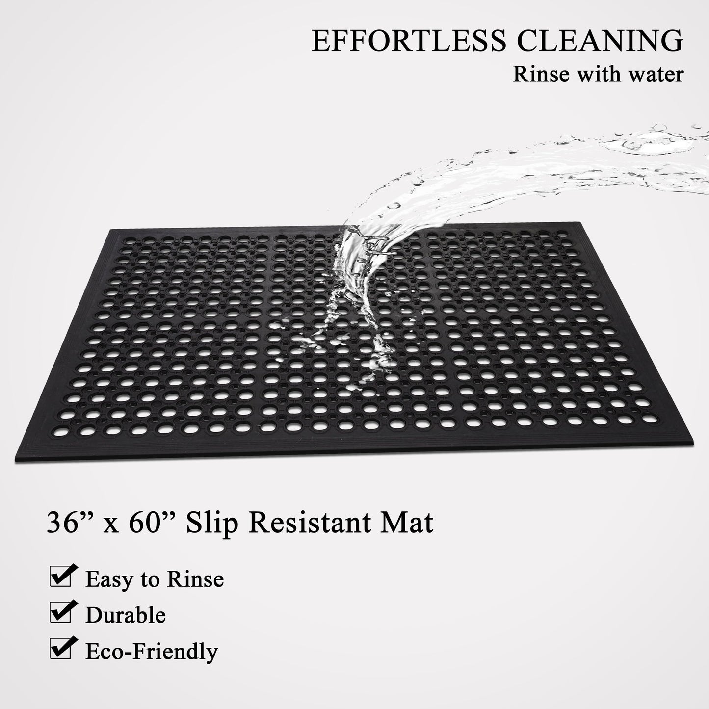 A1 Home Collections New All Purpose Anti Fatigue Versatile Rubber Floor Non-Slip Mat with Drain Holes, Workplace Mat, Restaurant Kitchen Mat, Commercial Utility Garage Floor Mat - 36" x 60" (2 Pack)