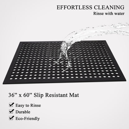 A1 Home Collections New All Purpose Anti Fatigue Versatile Rubber Floor Non-Slip Mat with Drain Holes, Workplace Mat, Restaurant Kitchen Mat, Commercial Utility Garage Floor Mat - 36" x 60" (2 Pack)