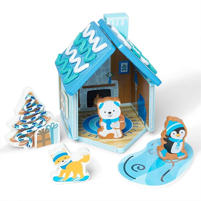 Melissa &amp Doug Winter Frost Wooden Gingerbread House Play Set for Boys and Girls 3+