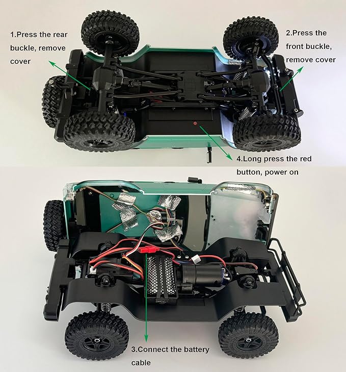 RC Rock Crawler 4x4 RC Jeep Truck 1/18 Scale Remote Control Crawler All Terrain 370 Motor Proportional Throttle Steering Upgraded Chassis 3 Speeds Lighting System‌ Hobby Model for Adult
