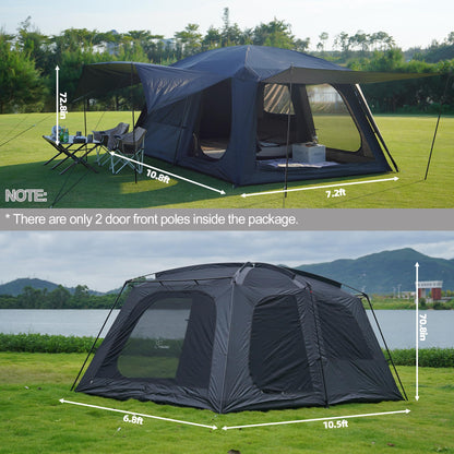 Vidalido 4-6 Person Camping Tent with 3 Door 2 Room Large Family Cabin Tents, Double Layer Waterproof Portable Glamping Tent, Big Tents for Outdoor Camping Hiking and Backpacking
