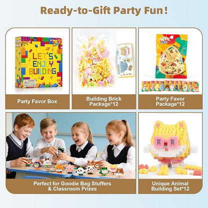 Micro Building Blocks Sets Easter 12 Pack Mini Animal Figures 2931 PCS Party Favors Goodie Bag Stuffers Gift Christmas Birthday Ages 14+