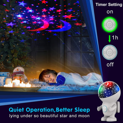 Night Light Projector,Night Light for Kids,Astronaut Star Projector with Energy Halo 1h Timer and 360 ° Rotation,Baby Night Light Ceiling Light Projector,Best Gifts for Boys Girls Bedroom Decor