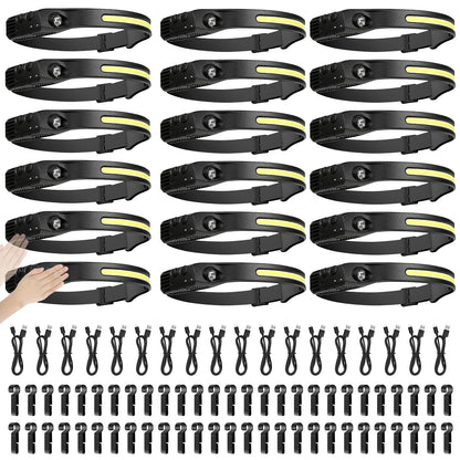 NYVEER Rechargeable Motion Sensor Headlamp 230° Wide Beam, 18-Pack Fast Charge Waterproof Hard Hat Work Light Mining Headlamp Industrial Safety Camping Head Lamp for Adults
