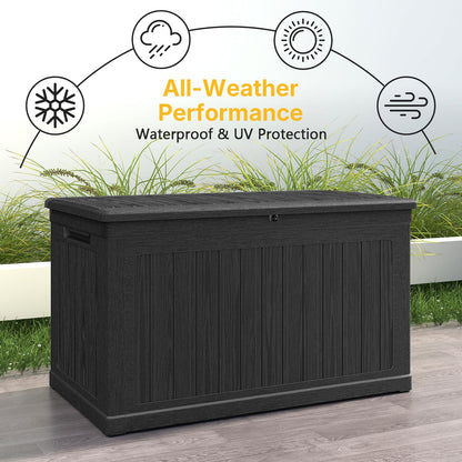 Skepphlay 230 Gallon Deck Box Extra Large, Outdoor Storage Box Lockable, Patio Storage Box Waterproof and UV Resistant, 1000lbs Load Capacity for Garden, Patio, Pool (Black)