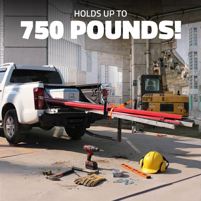 Mockins 750 Lbs Cap Truck Bed Extender Hitch Mount | 2-in-1 All-Weather Steel Canoe Rack & Kayak Trailer with Stabilizer & Straps | Versatile Truck Bed Hitch Extender for Ladders, Pipes, Lumber & More