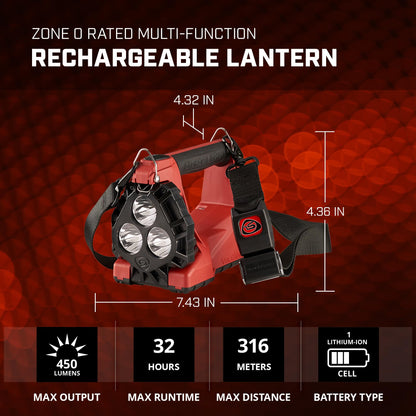Streamlight 44330 Vulcan 180 HAZ-LO Class I DIV.1 450-Lumen Rechargeable Lantern/Portable Scene Light with Quick Release Shoulder Strap, Orange