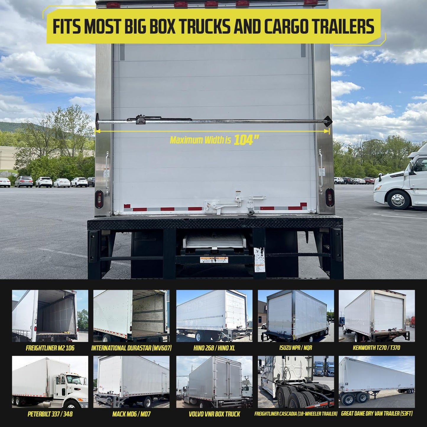 DC Cargo Mall Heavy-Duty Adjustable Load Lock Bars for Trailers - Pack of 4 - Truck Cargo Bars - Load Bars for Enclosed Vans and Reefers - 89-104 Inches Long Steel Ratcheting Cargo Bar