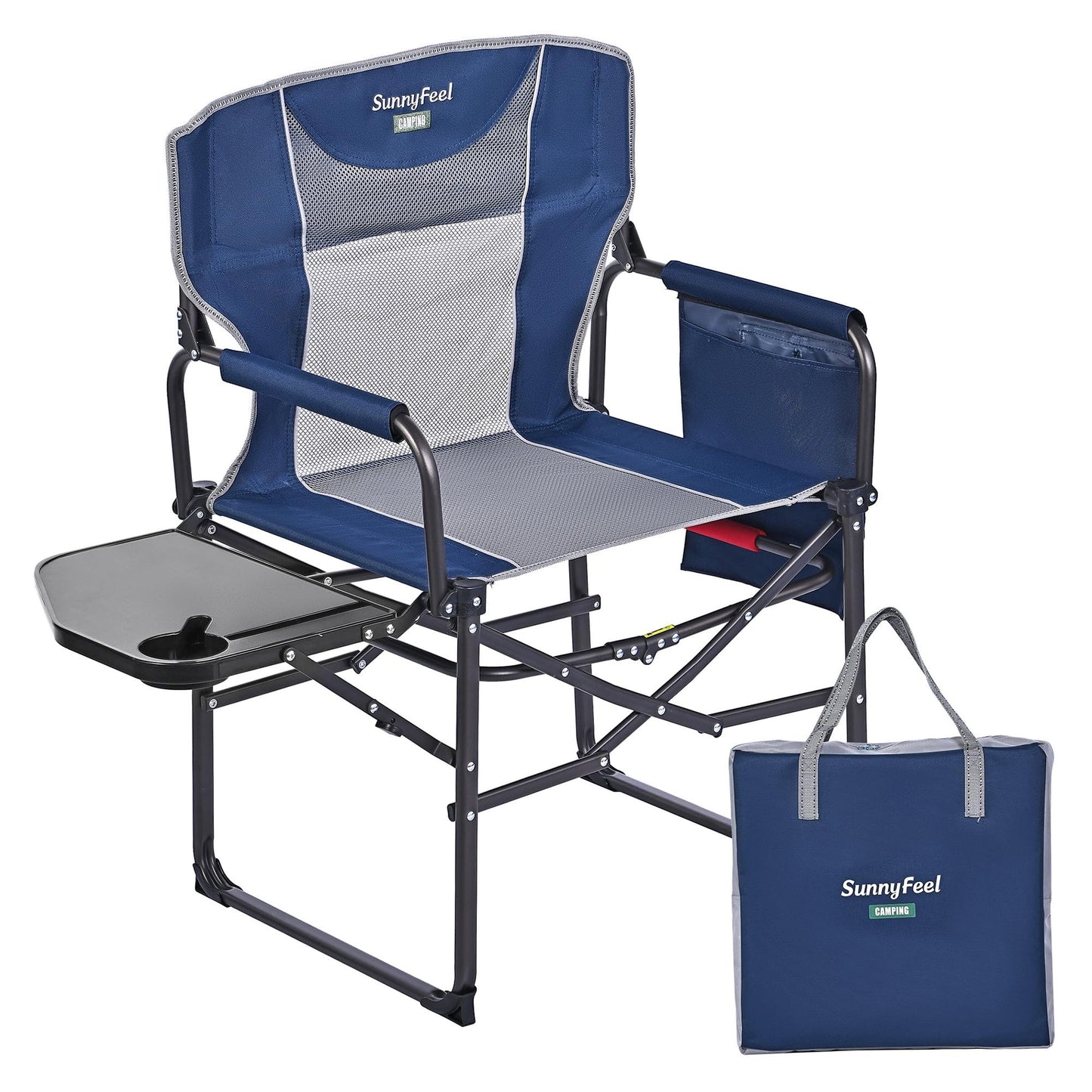 SUNNYFEEL Oversized Camping Directors Chair 2 Pack, Portable Folding Lawn Chairs for Adults Heavy Duty with Side Table,Pocket for Beach, Fishing,Picnic,Concert Outdoor, Foldable Camp Chairs