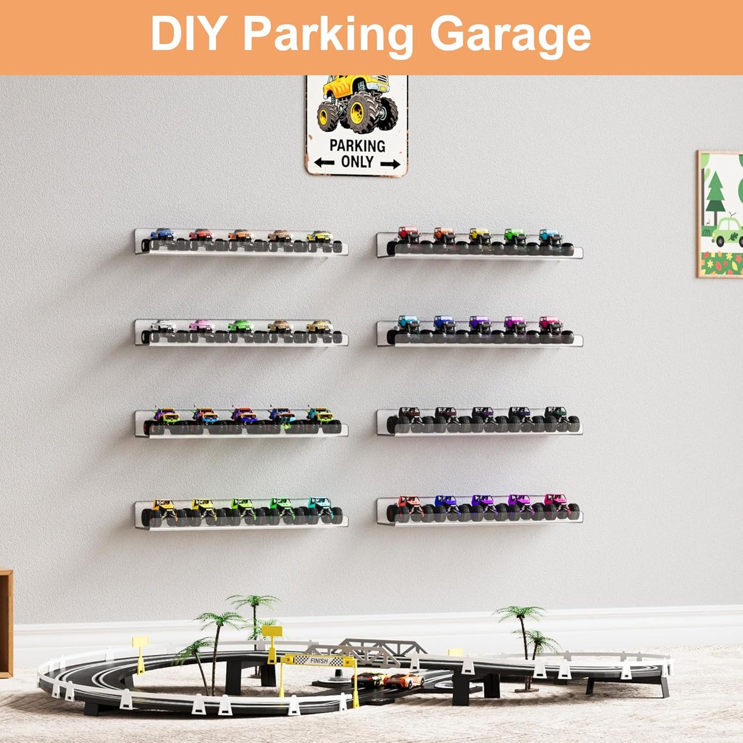 Upsimples 12 Pack Acrylic Shelves - Clear Wall Organizer for Figures, Toys, Perfume & Kids Books