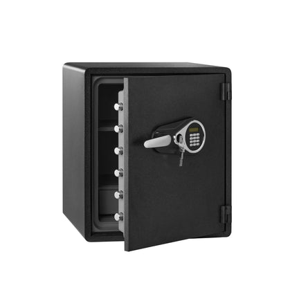 Amazon Basics Fireproof and Waterproof Safe Box with Digital Keypad Electronic Lock, Fire Resistant, Interior Lighting, Removable Shelf, for Home Use, 2.13 Cubic Feet, 24"H x 20.87"W x 19"D, Black